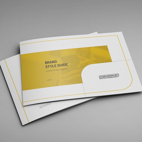 Style guide design with the title 'Brand Guide for a unique Marketing brand.'