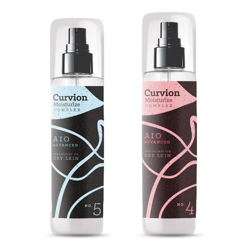 Skincare label with the title 'Curvion : label design'