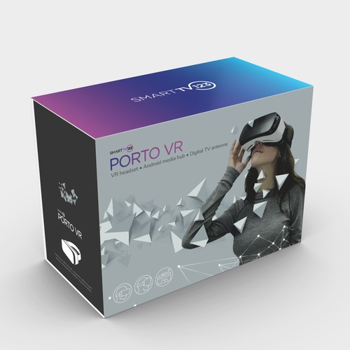 Polygonal design with the title 'Packaging design for Porto VR Glasses'