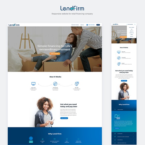 User-friendly website with the title 'Responsive design + development for LendFirm'