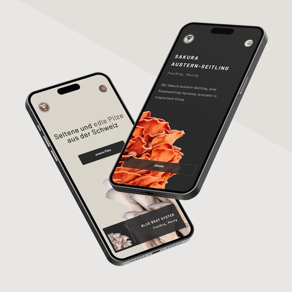 Responsive website with the title 'A popping UI for swiss gourmet mushrooms'