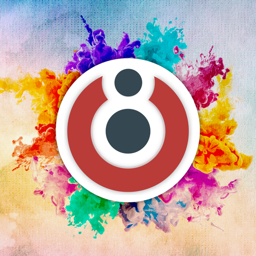 Splatter design with the title 'Desktop Wallpaper for 8Tech'