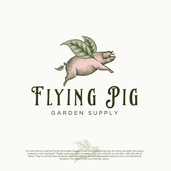 Garden logo with the title 'Logo design for Flying Pig Graden Supply'