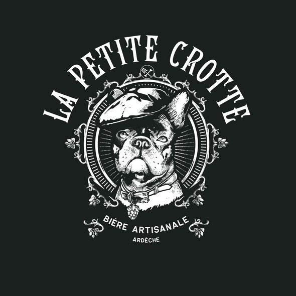 Bulldog design with the title 'La petite crotte'