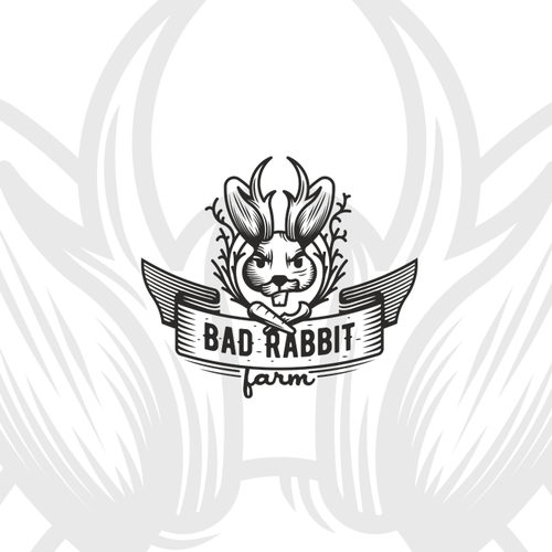 Ribbon logo with the title 'Bad Rabbit Farm'