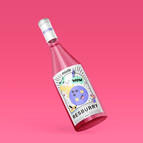 Mockup label with the title 'Packaging design for mixture syrup'