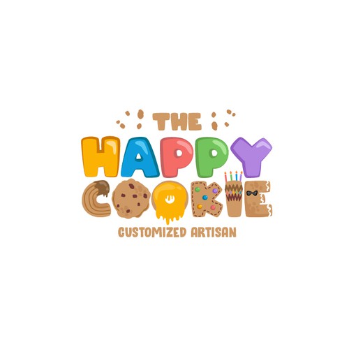 Cookie design with the title 'Happy cookie for Customized artisan cookies'