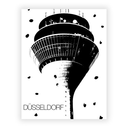 Architectural design artwork with the title 'Dusseldorf tower poster'