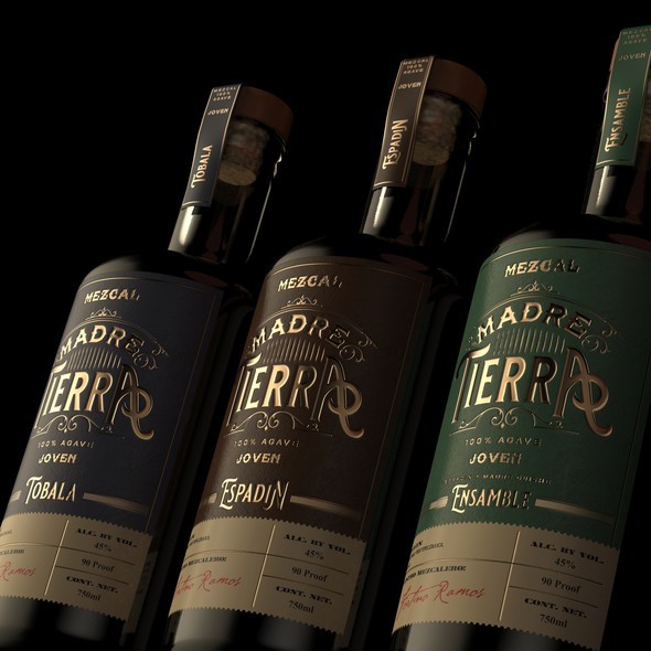 Tequila label with the title 'Mezcal Label Design'