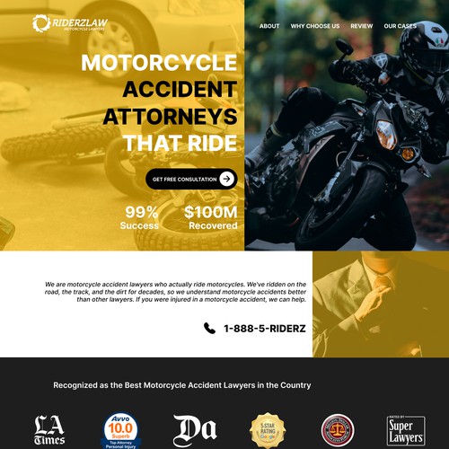 Bike website with the title 'Accident Attorney Homepage'