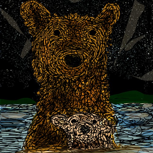 Animal artwork with the title 'Bear and cub'