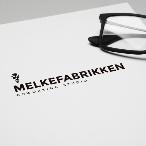 Milk logo with the title 'Melkefabrikken coworking studio'