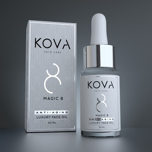 Cosmetics label with the title 'Design for a luxury face oil label'