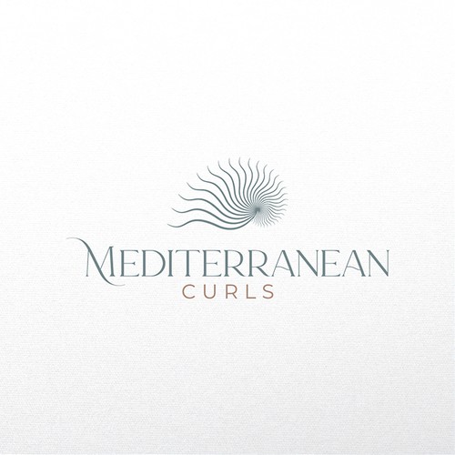 Hair salon logo with the title 'Mediterranean Curls'