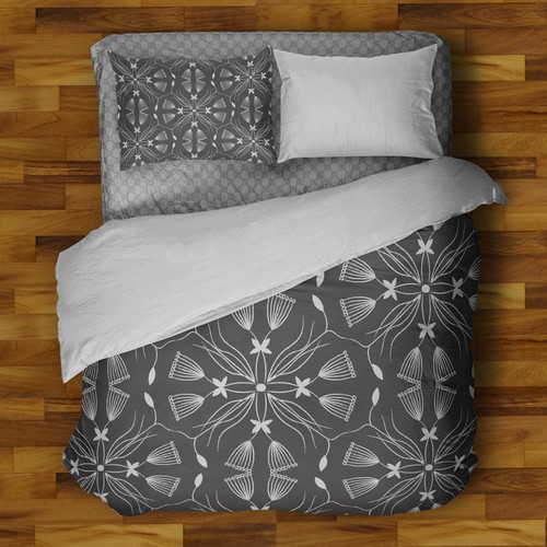 Floral artwork with the title 'bedline pattern'