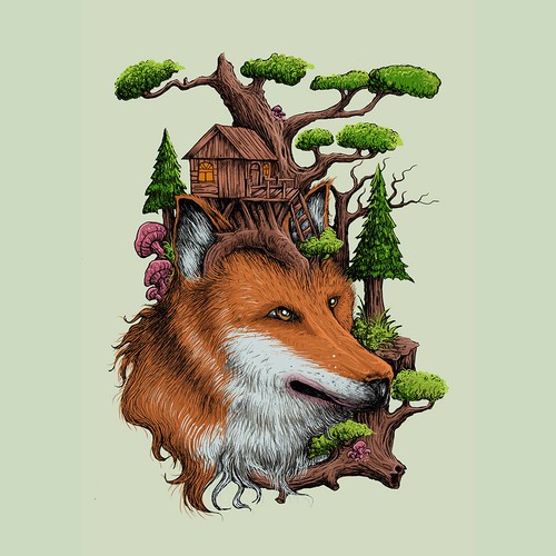 Wolf t-shirt with the title 'wild forest part 2'