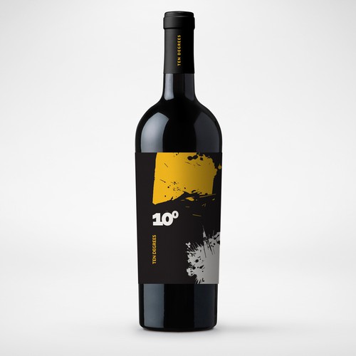 Wine bottle design with the title 'Ten Degrees - Red Wine'