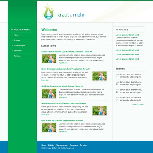 Fresh website with the title 'kraut & mehr needs a new website design'