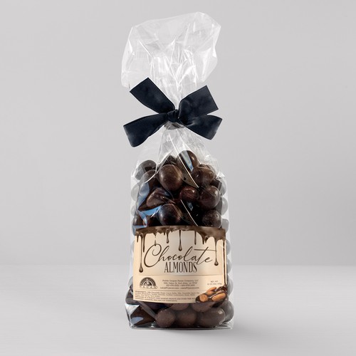 Gourmet design with the title 'Chocolate Almonds'