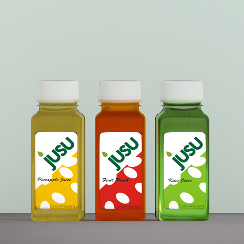 Juice label with the title 'Jusu label'