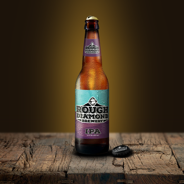 Photoshop label with the title 'Rough Diamond Beer Label'