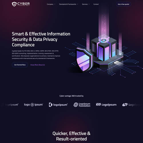 Training website with the title 'Website design for Cyber Security consulting company'