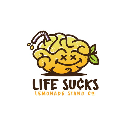 Popular logo with the title 'Cool lemon brain character'