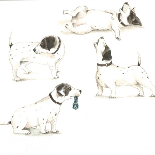 Brush illustration with the title 'dogs'