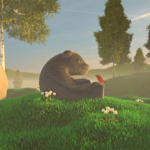 Woodworking design with the title '3d concept of Bird and Bear logo design'