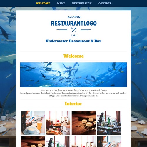 Restaurant website with the title 'Generic Restaurant web layout'