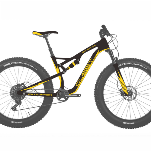 Mountain bike design with the title 'Quest Carbon Fat Bike'
