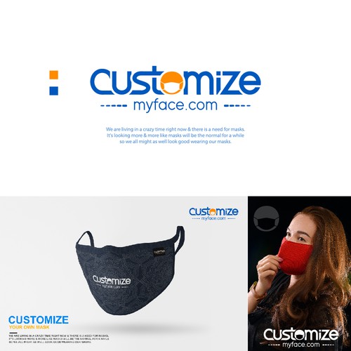 Mask logo with the title 'Customizemyface.com Logo Concept'