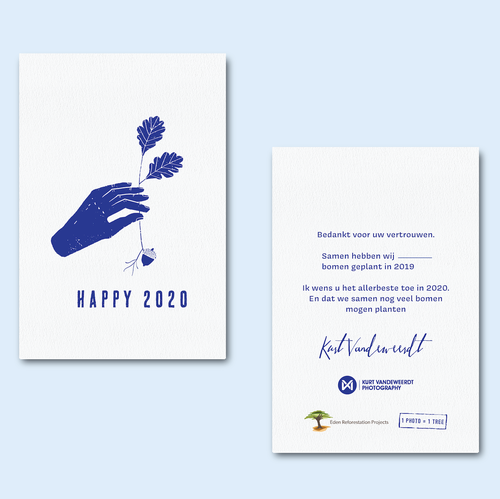 Print design with the title 'Minimal designed Happy New Year postcard with nature vibe'