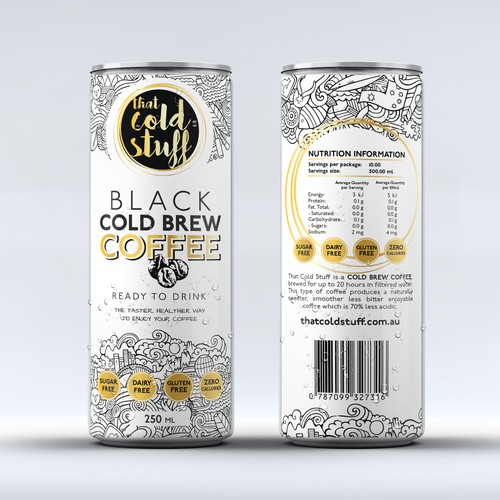 Drink design with the title 'Black Cold Brew Coffee'