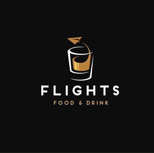Paper plane design with the title 'Flights Food & Drink'