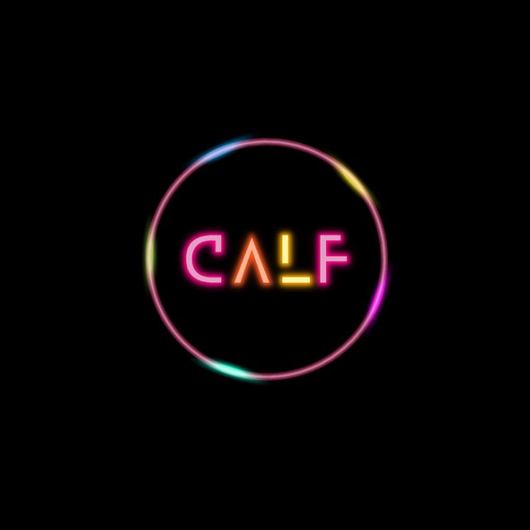 Neon design with the title 'Retro-futuristic neon logo design for a contemporary music duo'