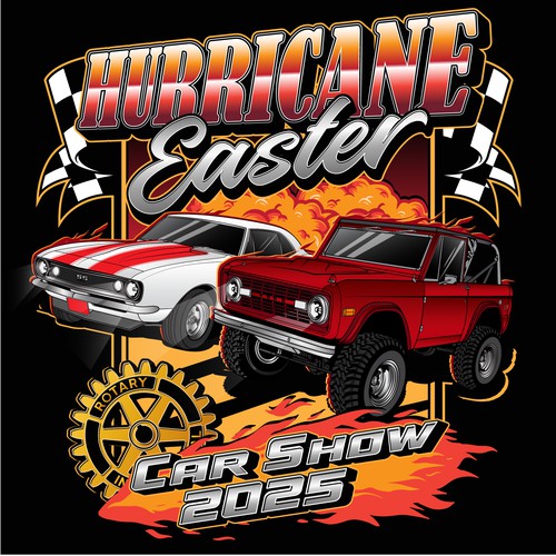 Merchandise logo with the title 'HURRICANE EASTER CAR SHOW 2025'