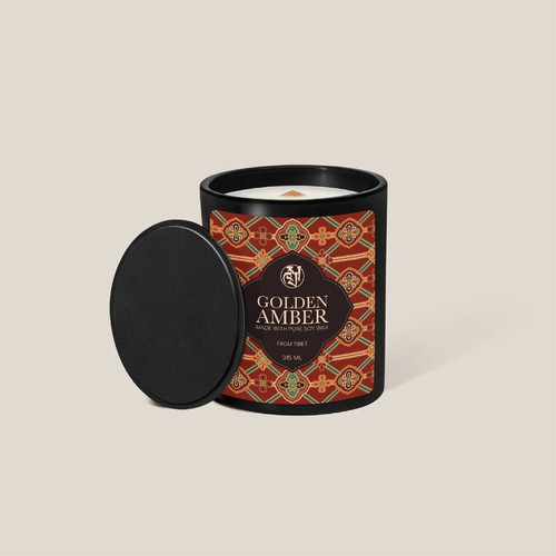 Candle packaging with the title 'Scented candle label Design'