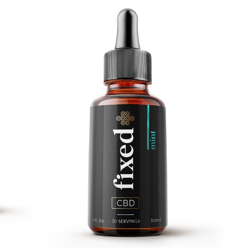 Retail label with the title 'CBD tinture, label design'