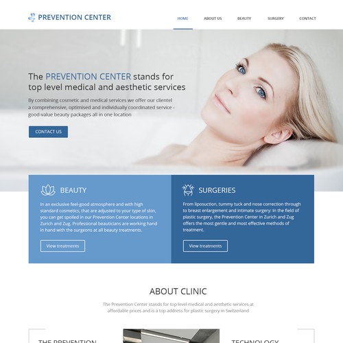 Beauty website with the title 'Clean medical design'