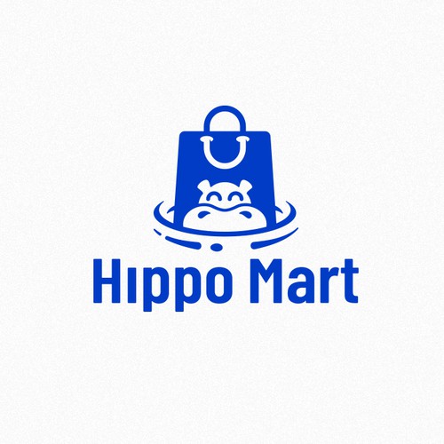 Hippo design with the title 'Clean Logo for a Shopping site'