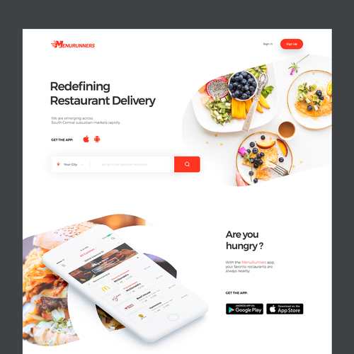 Food website with the title 'On-demand restaurant delivery service'