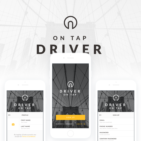 Uber design with the title 'Mobile app design for an uber-like service'
