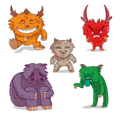 Creature design with the title 'Characters design entry for hairys '