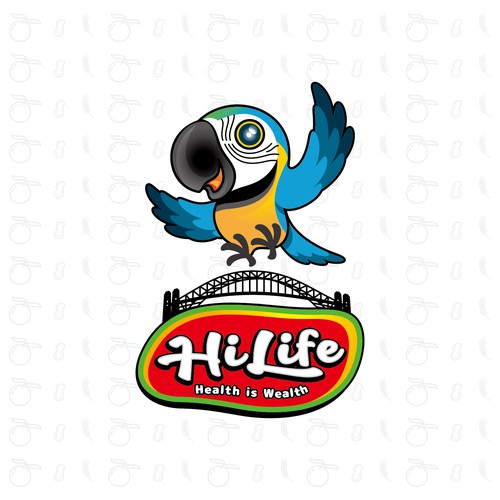 Healthy food design with the title 'A cute Macaw for healthy foods for kid.'