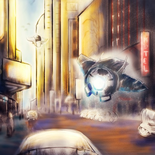 Town artwork with the title 'Future City'