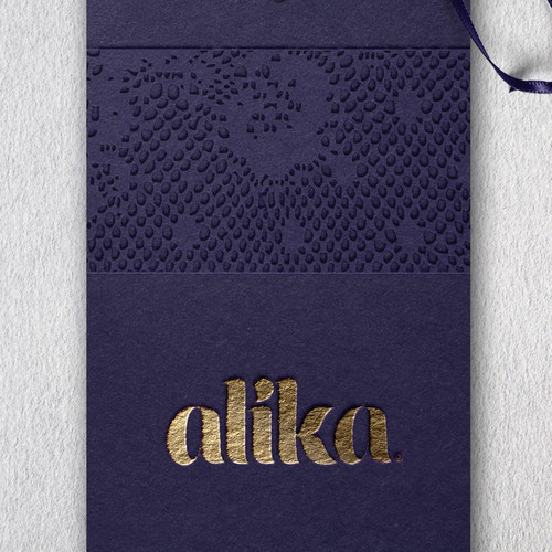 Embossed design with the title 'Hangtag for new lingerie brand'