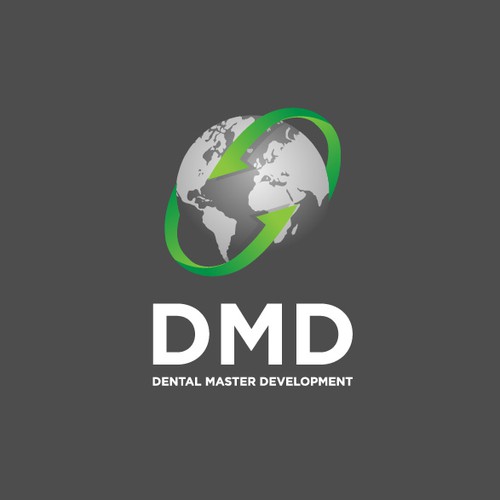 Globe logo with the title 'Modern Logo for Dental Master Development'