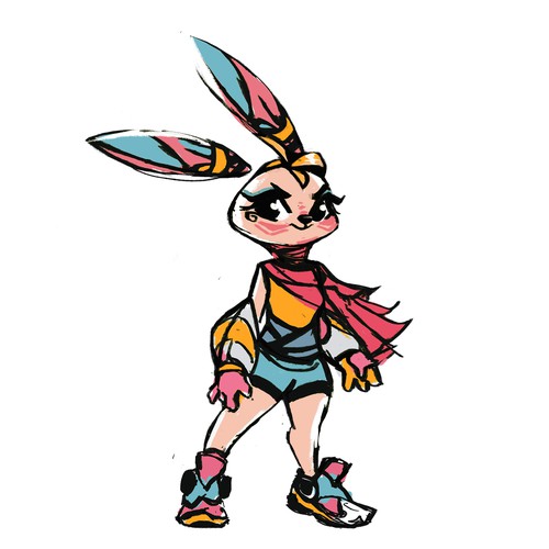 Bunny design with the title 'Warrior robotic /bunny. '