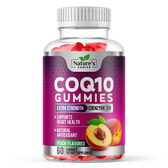 Peach design with the title 'Healthy CoQ10 Gummies Label '